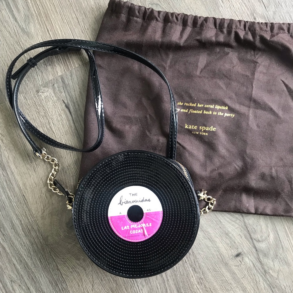 Kate Spade Record Black Patent Crossbody Purse NWT